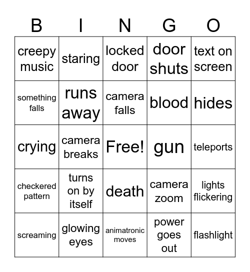 fnaf scary bingo Card