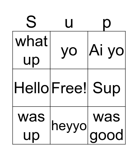 best hellos ever Bingo Card