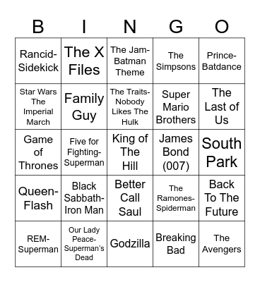 Radio Bingo Comi Con Bingo Card