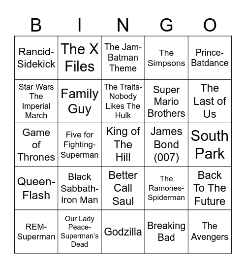 Radio Bingo Comi Con Bingo Card