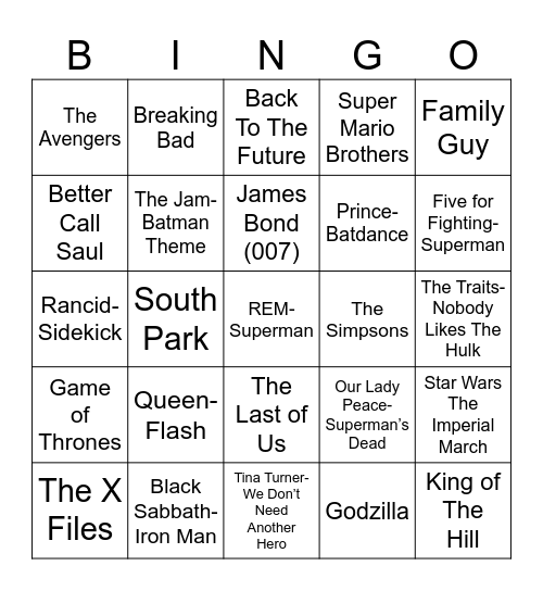 Radio Bingo Comi Con Bingo Card