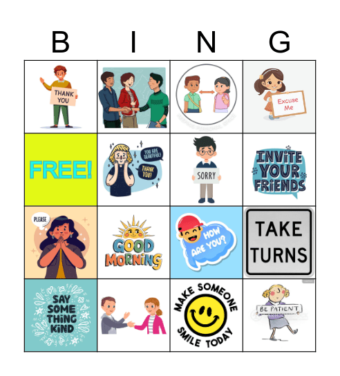Social Skills Bingo Card
