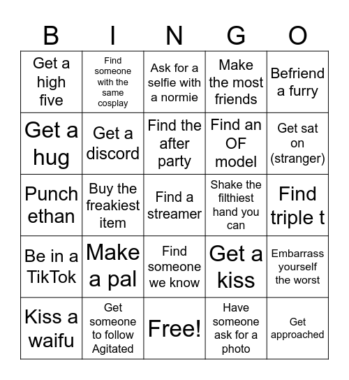 Comic con bingo Card