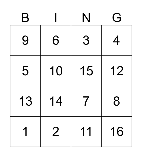 Bingo musical Bingo Card