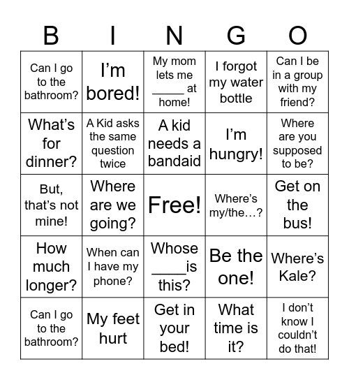 MMT Day 1 Bingo Card