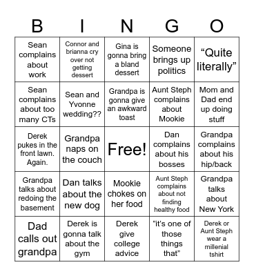 “Surprise” Anniversary Party Bingo Card