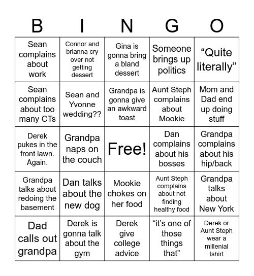 “Surprise” Anniversary Party Bingo Card
