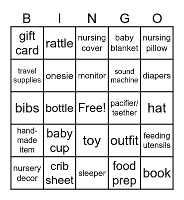 Baby Bingo Card
