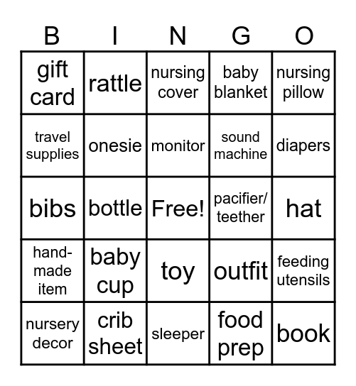Baby Bingo Card
