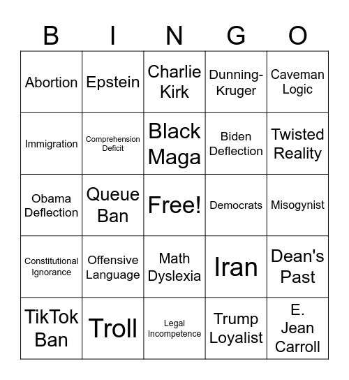 Debating MAGA! Bingo Card