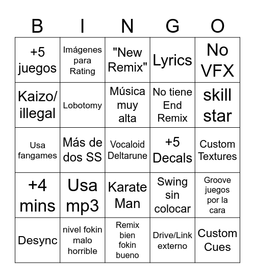 LEVEL SHOWCASE Bingo Card