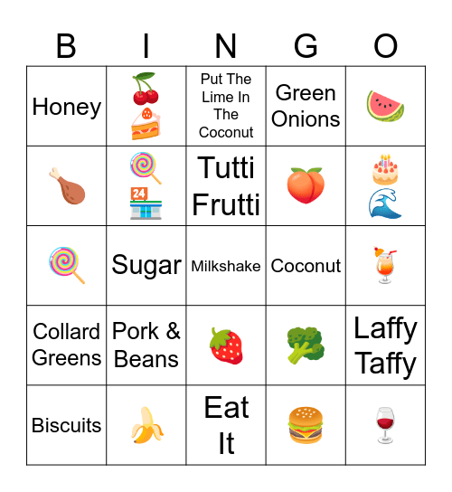 Order Up! Bingo Card