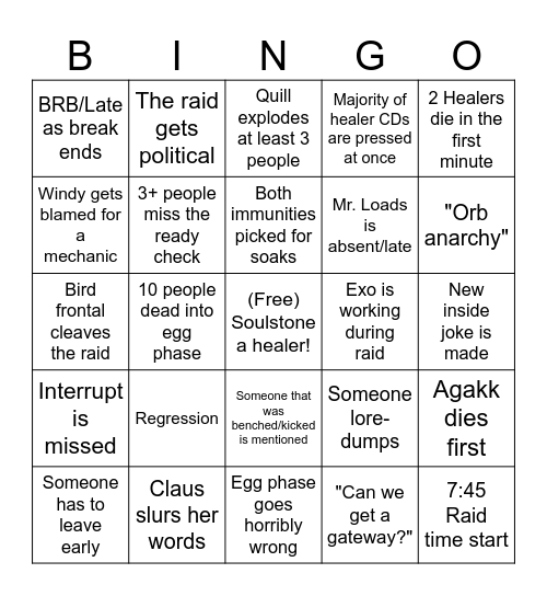 Card #1 Bingo Card