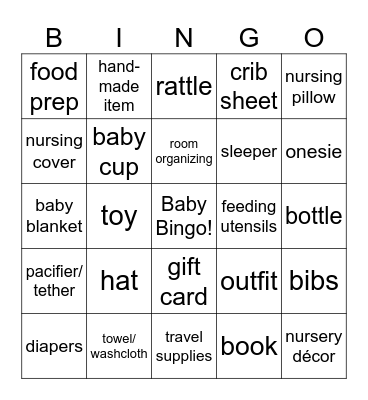 Baby Bingo! Bingo Card