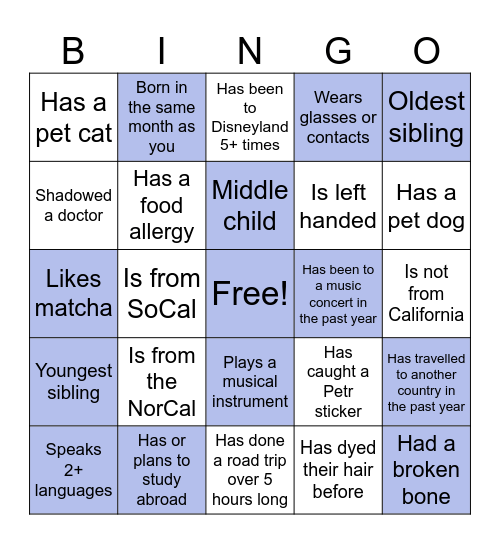 APAMSA GM1 BINGO Card