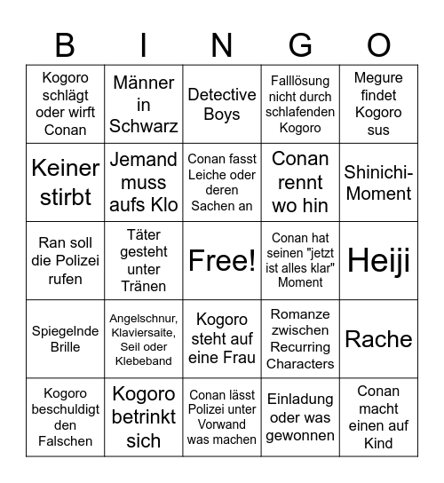 Detektiv Conan (ab Folgen 150+) Bingo Card