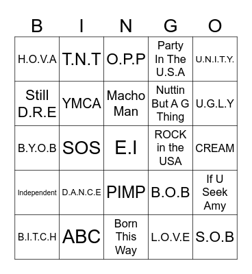 Spell It Out Bingo Card