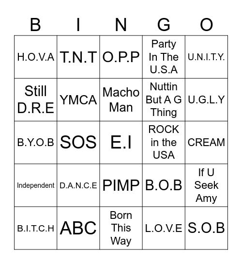 Spell It Out Bingo Card