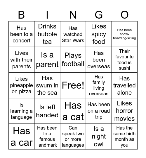 Find someone who... Bingo Card