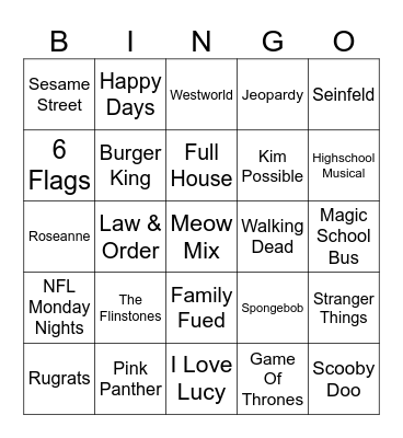 TV Guide Bingo Card