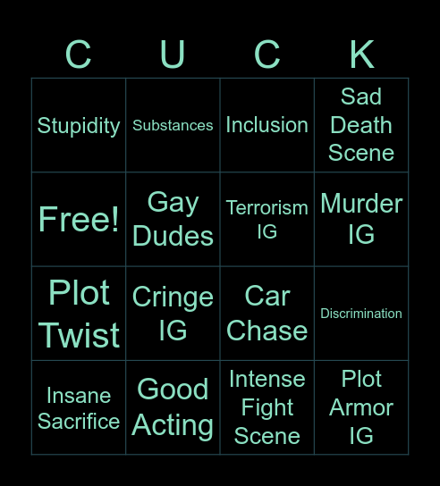 Intense Cuck Bingo Card
