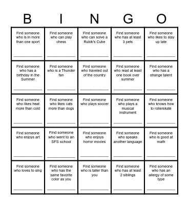 Find Someone Who... Bingo Card
