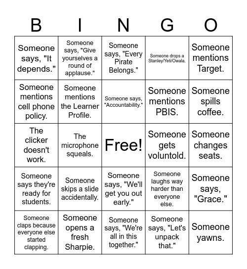 Bingo: Things We All Knew Would Happen Bingo Card