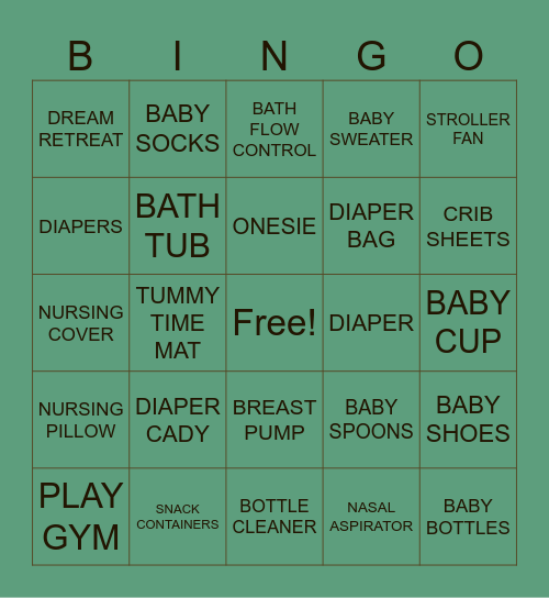 SAM AND KEVIN BABY SHOWER Bingo Card