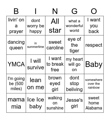 Oldies but goodies Bingo Card