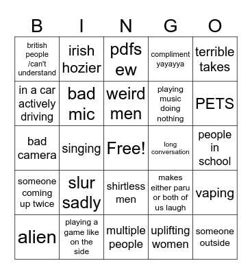 umingle Bingo Card