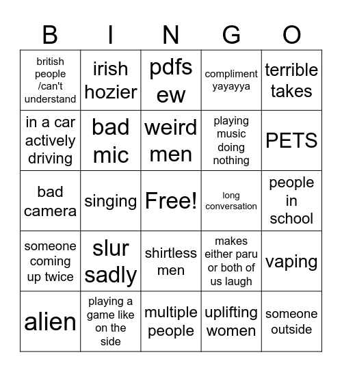umingle Bingo Card