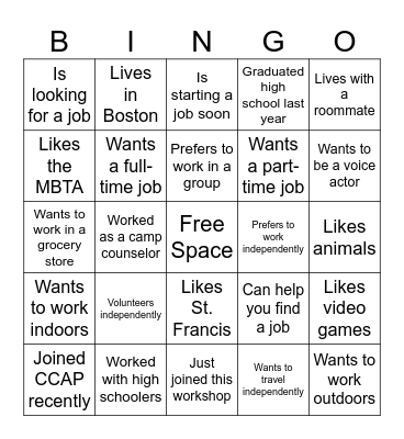 Find someone who Bingo Card