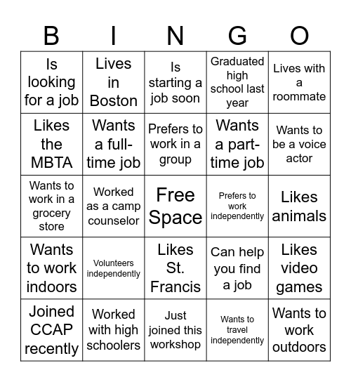 Find someone who Bingo Card