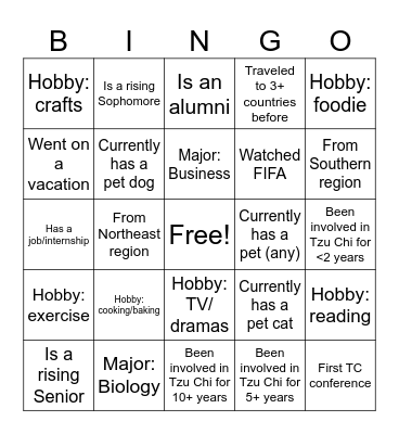 Bingo Mingle Bingo Card