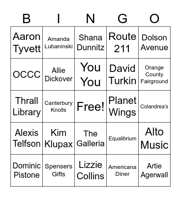 Middletown Bingo Card