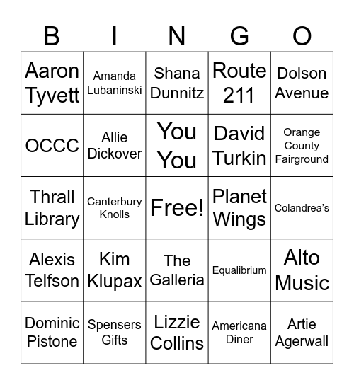 Middletown Bingo Card