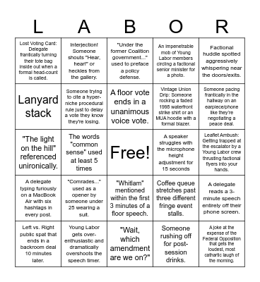 National Conference Bingo Card