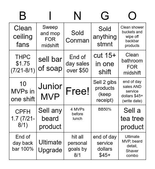 The "BING" card Bingo Card