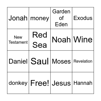 Bible Bingo Card