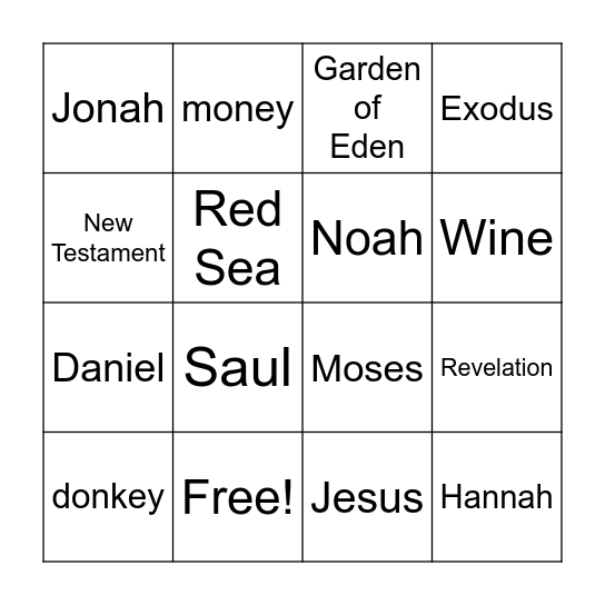 Bible Bingo Card