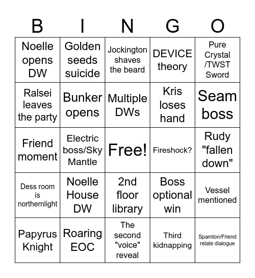 DELTARUNE CH6 Bingo Card