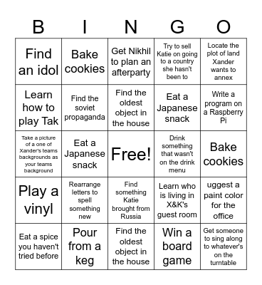 Director X House Party Bingo Card