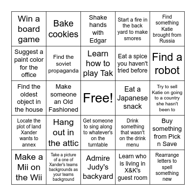 Director X House Party Bingo Card