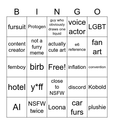 r/furry_irl bingo Card
