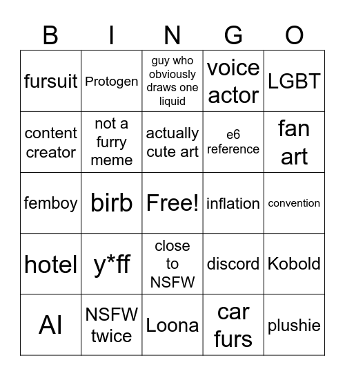 r/furry_irl bingo Card
