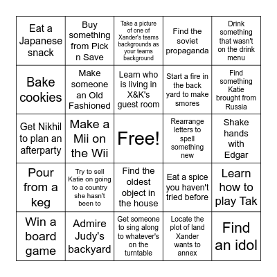 Director X House Party Bingo Card