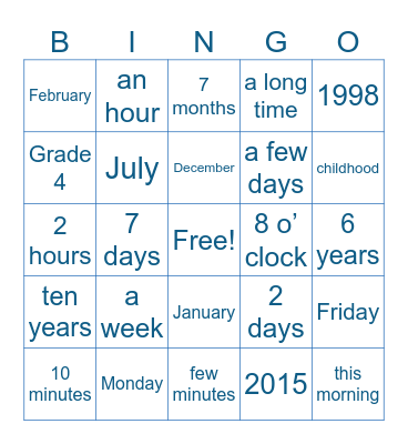 Since & For Bingo Card