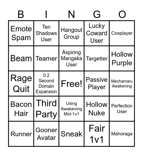 JJS Bingo Card