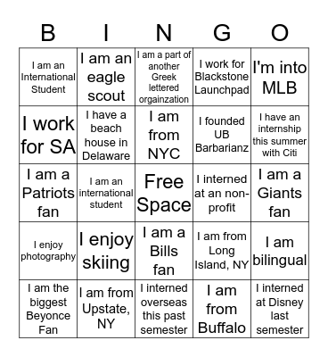 Delta Sigma Pi- Alpha Kappa Bingo Card