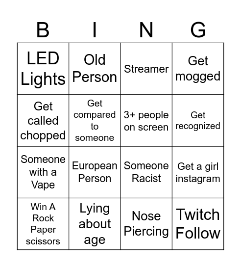 Uhmingle Bingo Card Bingo Card